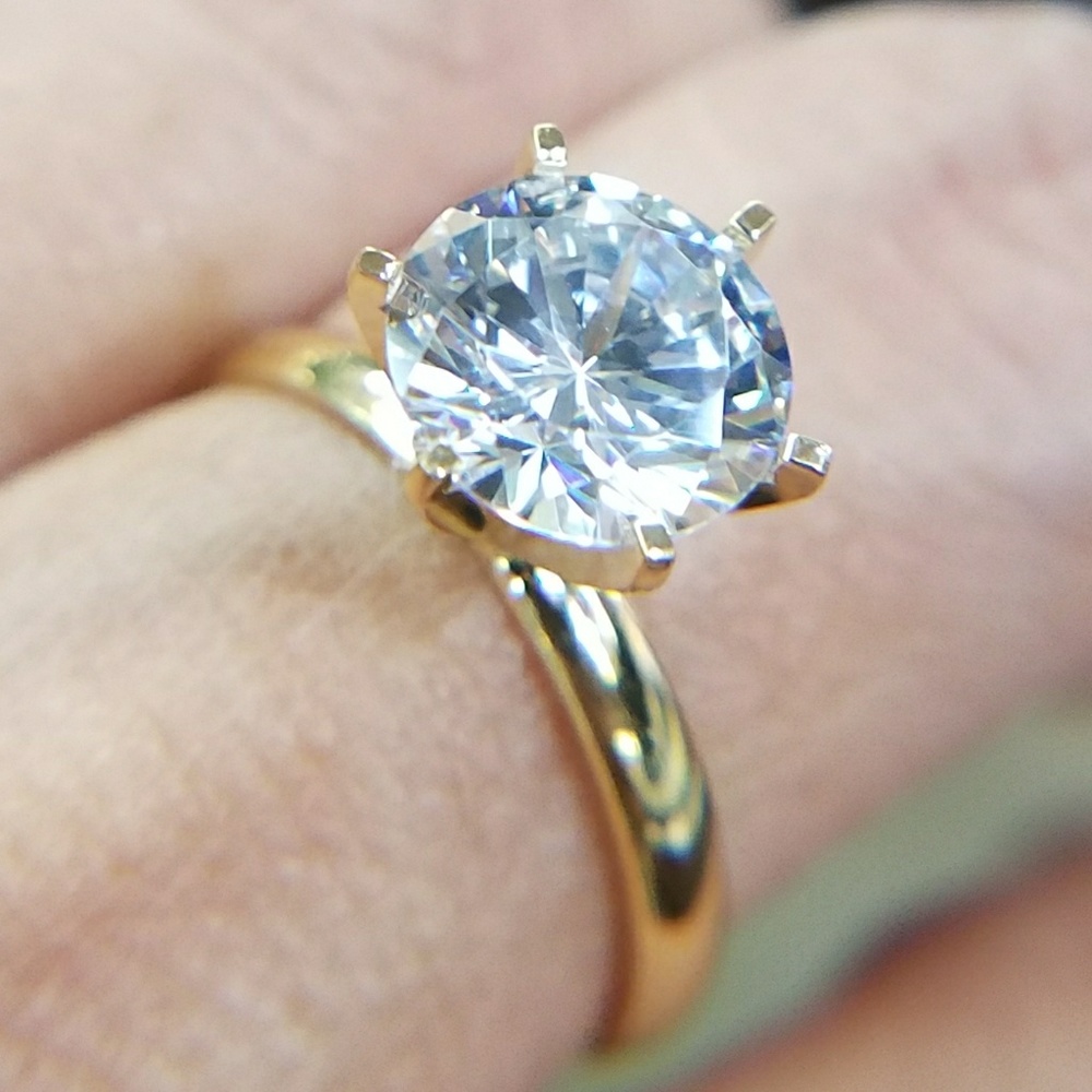 NeW 14k Solid Yellow Gold 3ct Round Engagement Ring